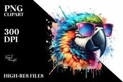 Colorful Macaw Sunglasses Paint Splashes | Clipart Product Image 1