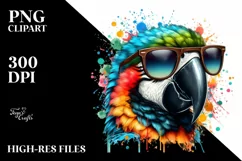 Colorful Macaw Sunglasses Paint Splashes | Clipart Product Image 3
