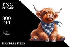 Whimsical Highland Cow with Bandana PNG Product Image 2