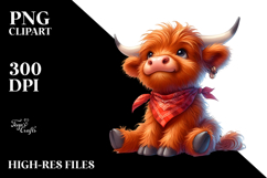 Whimsical Highland Cow with Bandana PNG Product Image 2
