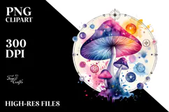 Vibrant Magical Celestial Mushroom Tarot PNG Product Image 2