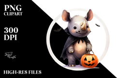 Cute Baby Rhino Dressed for Halloween, Transparent PNG Product Image 2