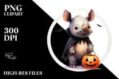 Cute Baby Rhino Dressed for Halloween, Transparent PNG Product Image 2