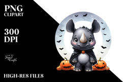 Cute Baby Rhino Dressed for Halloween, Transparent PNG Product Image 2