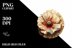 Abstract Wooden Poppy with Golden Insertions Product Image 1