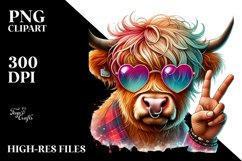 Highland Calf in Sunglasses, Colorful PNG Product Image 2