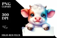 Colorful Small Baby Cow | Clipart Product Image 1
