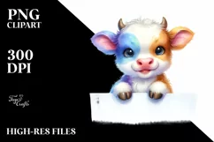 Colorful Small Baby Cow | Clipart Product Image 1
