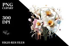 Shiny Narcissus with Golden Insertions PNG Product Image 2