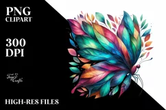 Abstract Butterfly with Plant Leaves, PNG Product Image 1