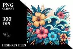 Retro Tropical Flower Waves Clipart | Clipart Product Image 3