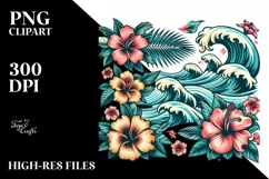 Retro Tropical Flower Waves Clipart | Clipart Product Image 3