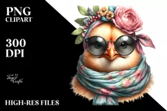 Silk Scarf Chicken Portrait | PNG Summer Sticker Product Image 1