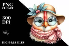 Cute Chicken Portrait with Silk Scarf | Summer Sticker Product Image 1