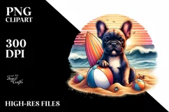 Surf French Bulldog Sublimation Clipart Product Image 3