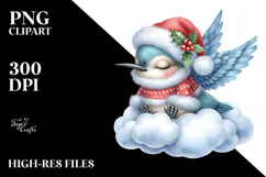 Cute Baby Hummingbird Christmas Clipart Product Image 2