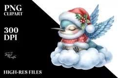 Cute Baby Hummingbird Christmas Clipart Product Image 1