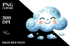 Smiling Whimsical Cloud PNG Product Image 2