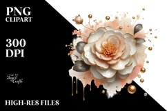 Shiny Camellia with Golden Insertions PNG Product Image 2