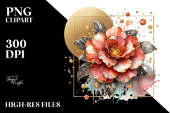 Shiny Camellia with Golden Insertions PNG Product Image 2