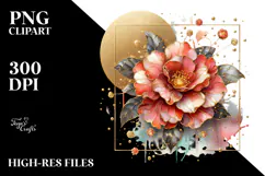 Shiny Camellia with Golden Insertions PNG Product Image 2