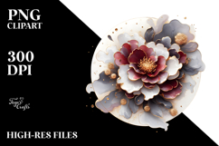 Shiny Camellia with Golden Insertions PNG Product Image 2