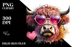 Detailed Pink Highland Cow with Victory Sign PNG Product Image 2