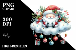 Santa Christmas Cloud Presents PNG Product Image 3