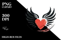 Simple Heart with Wings, PNG Product Image 2