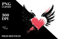 Simple Paintbrush Style Heart with Wings PNG Product Image 2