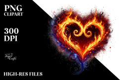 Fire Heart Digital PNG Product Image 2