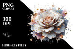 3D Rose with Golden Insertions, PNG Product Image 2