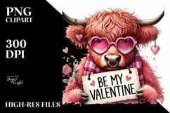 Pink Highland Cow, Colorful PNG Product Image 2