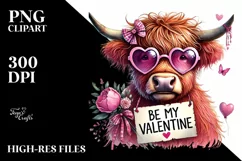 Pink Highland Cow, Colorful PNG Product Image 2