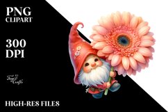 Cute Small Gnome with Large Gerbera PNG Product Image 2