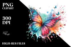Colorful Butterfly made of Splashes PNG Product Image 2