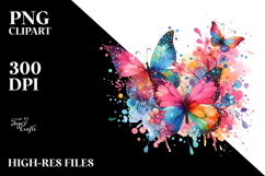 Colorful Butterfly made of Splashes PNG Product Image 2