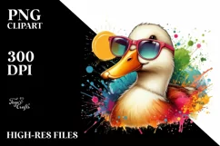 Colorful Duck Sunglasses Paint Splashes | Clipart Product Image 1