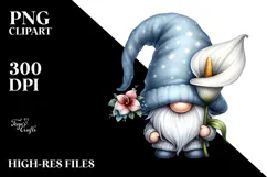 Watercolor Gnome with Large Calla Lily, PNG Product Image 2