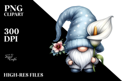 Watercolor Gnome with Large Calla Lily, PNG Product Image 2