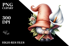 Cute Gnome with Calla Lily Floral Frame, PNG Product Image 2