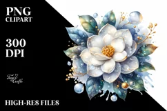 Glossy Watercolor Gardenia with Golden Insertions Product Image 1