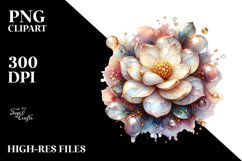 Glossy Watercolor Gardenia with Golden Insertions Product Image 1