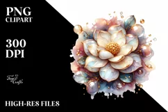 Glossy Watercolor Gardenia with Golden Insertions Product Image 1