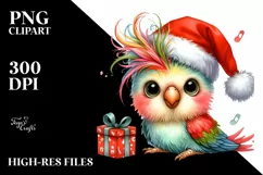 Baby Parrot with Santa Hat PNG Product Image 1