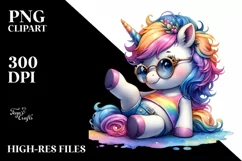 Dressed Cute Unicorn Clipart PNG Product Image 3