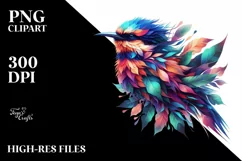 Abstract Bird with Plant Leaves, PNG Product Image 3