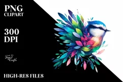 Abstract Bird with Plant Leaves, PNG Product Image 3