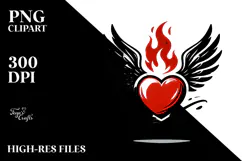 Heart with Wings Simple Paintbrush Style PNG Product Image 2