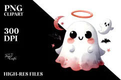 Funny Halloween Ghost Clipart PNG Product Image 2